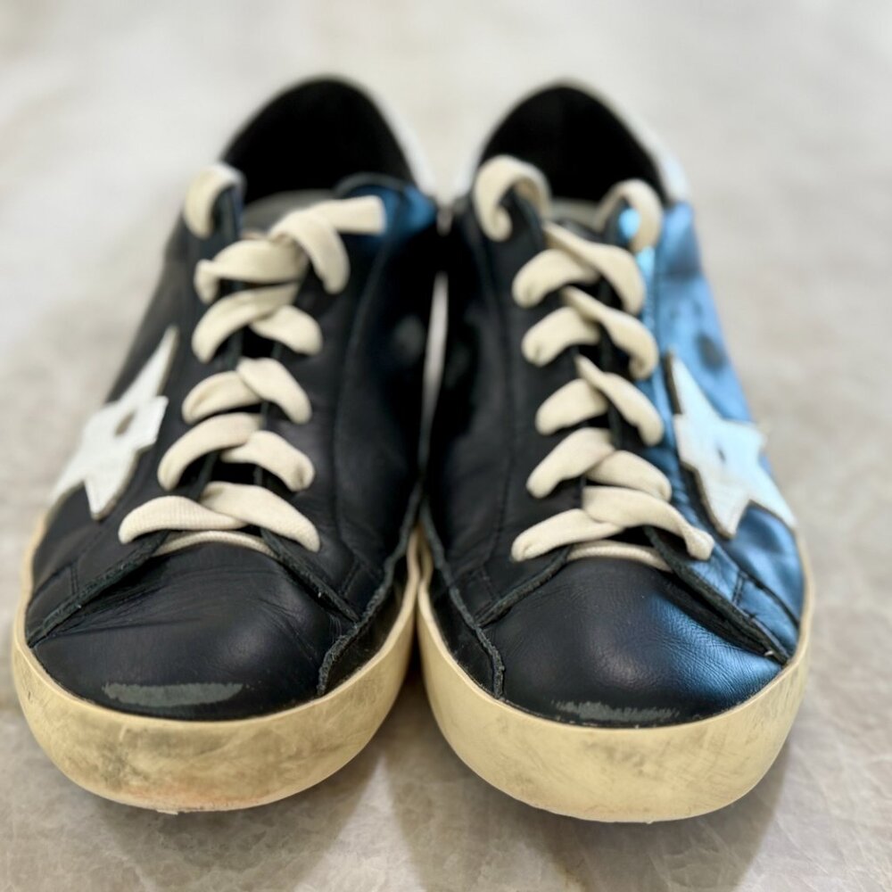 LIKE NEW Golden Goose Super-Star Leather Sneakers White Star Size 38/7 - Picture 9 of 11